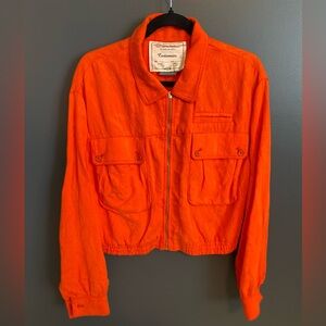 Cartonnier Eisenhower Jacquard orange bomber jacket